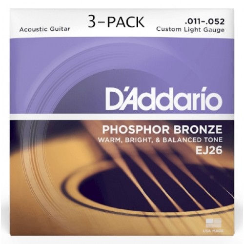 D'Addario Custom Light Phosphor Bronze 3 Pack