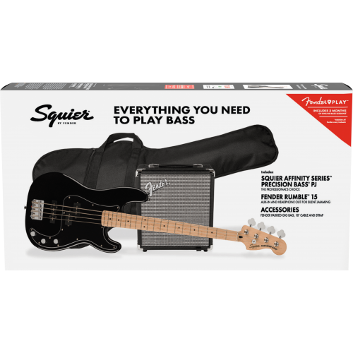 Squier Affinity Precision PJ Bass Pack (Black with Maple Fingerboard)